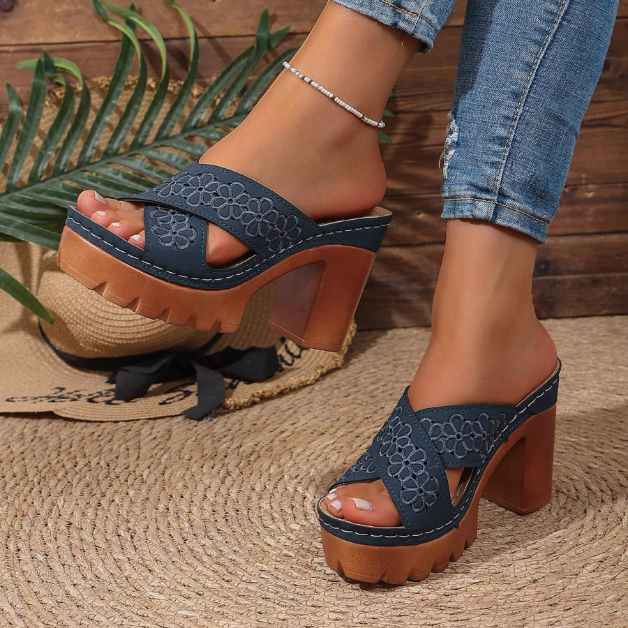 Open Toe Block Heels Sandals Apparel and Accessories