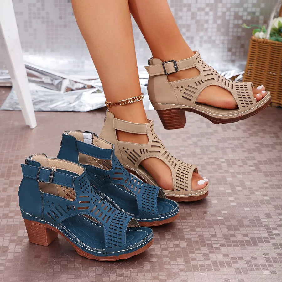Open Toe Block Heels Sandals Apparel and Accessories