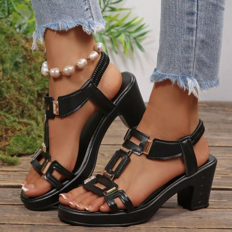 Open Toe Block Heels Sandals Apparel and Accessories