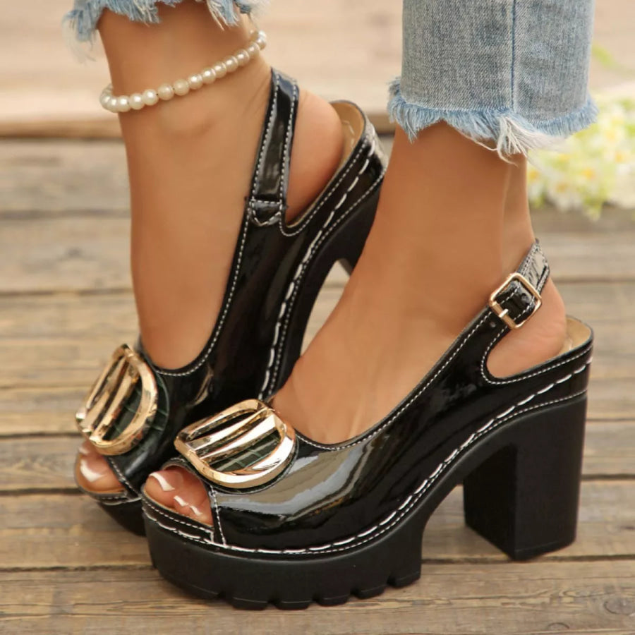 Open Toe Block Heels Sandals Apparel and Accessories