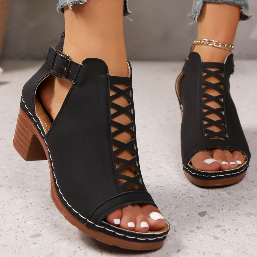 Open Toe Block Heels Sandals Apparel and Accessories