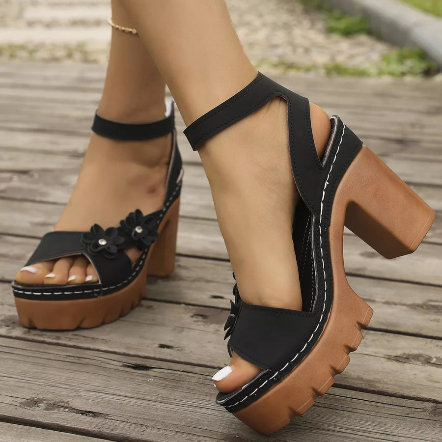 Open Toe Block Heels Sandals Apparel and Accessories