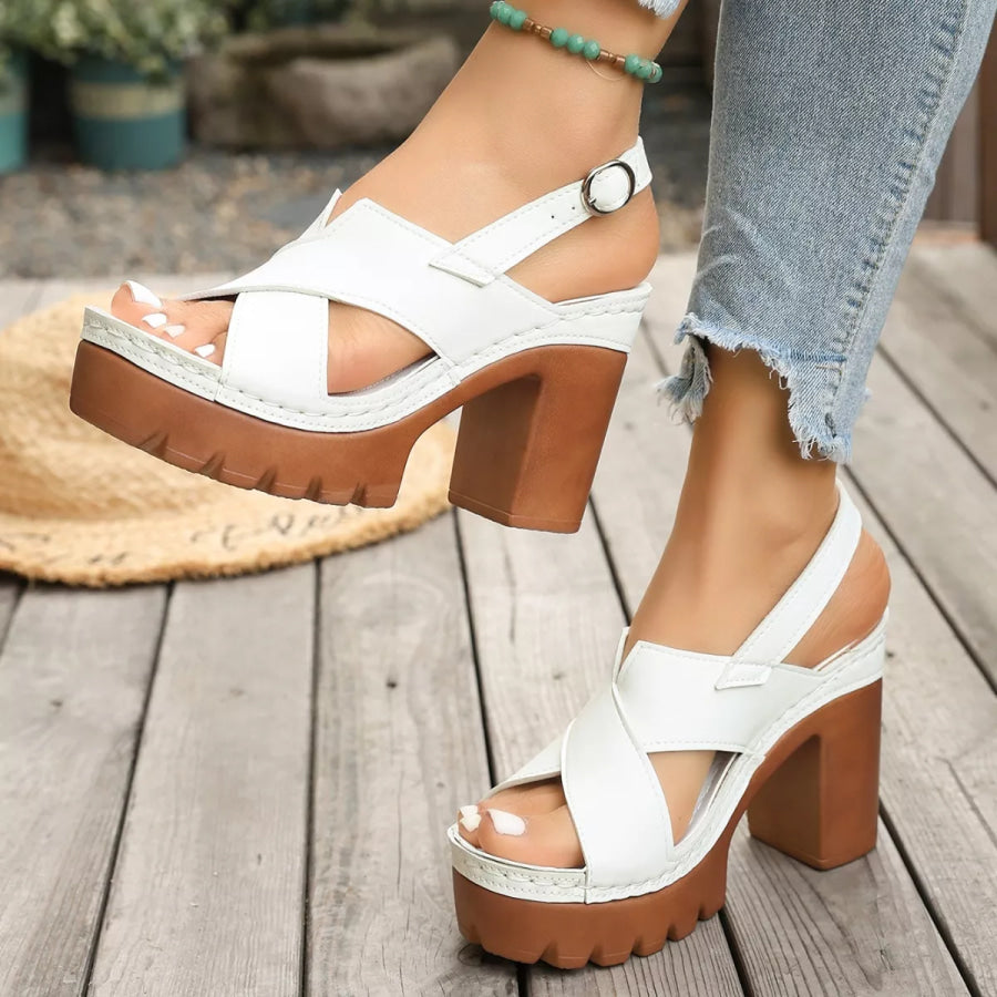 Open Toe Block Heels Sandals Apparel and Accessories