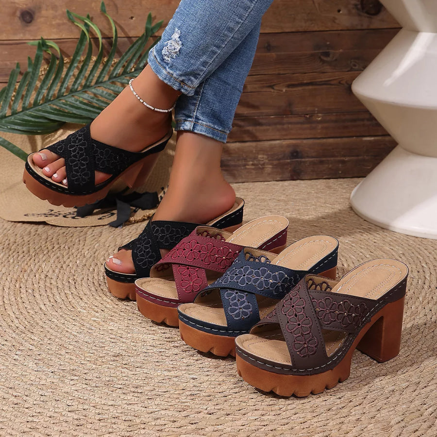 Open Toe Block Heels Sandals Apparel and Accessories