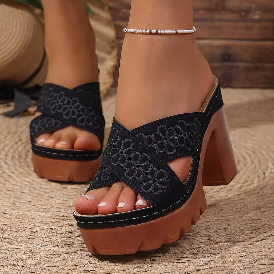 Open Toe Block Heels Sandals Apparel and Accessories