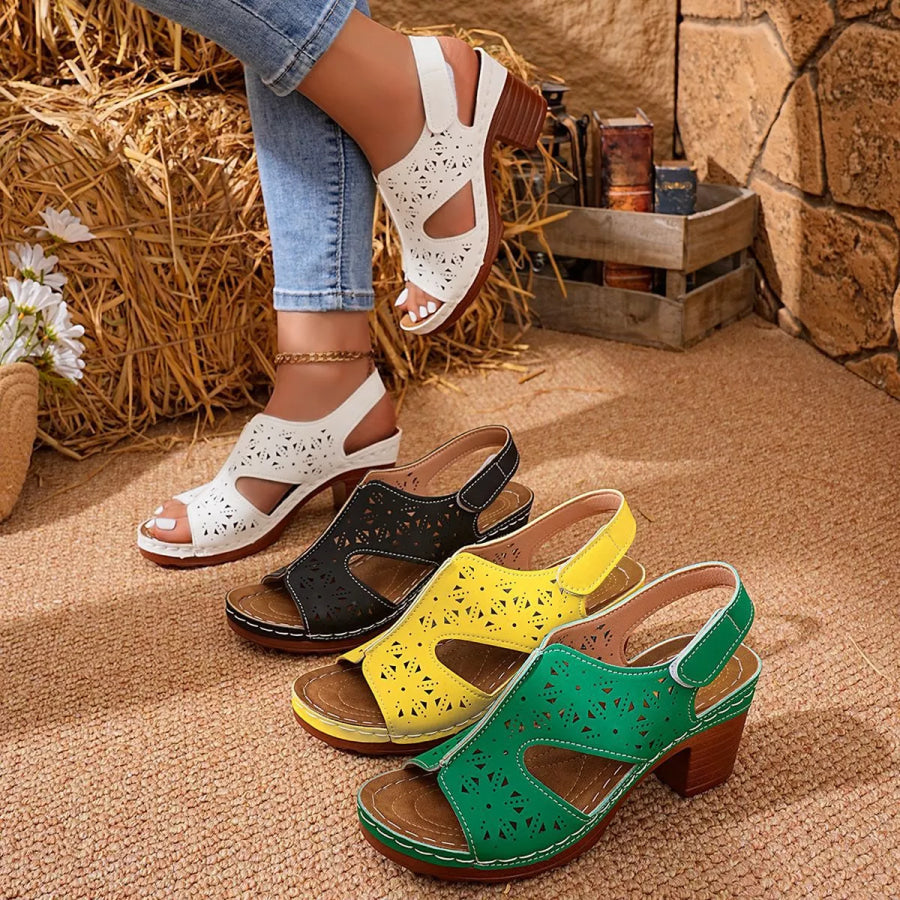 Open Toe Block Heels Sandals Apparel and Accessories
