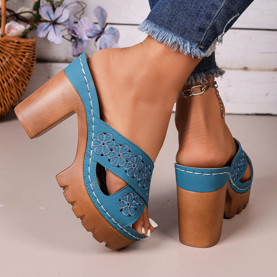 Open Toe Block Heels Sandals Apparel and Accessories