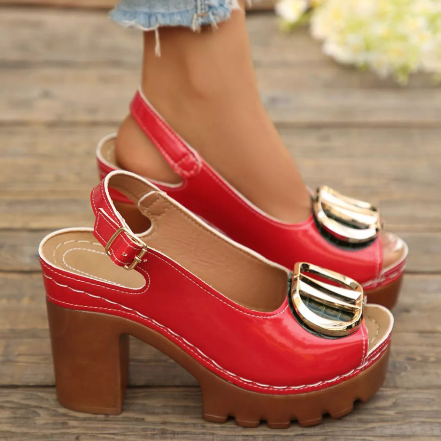 Open Toe Block Heels Sandals Apparel and Accessories