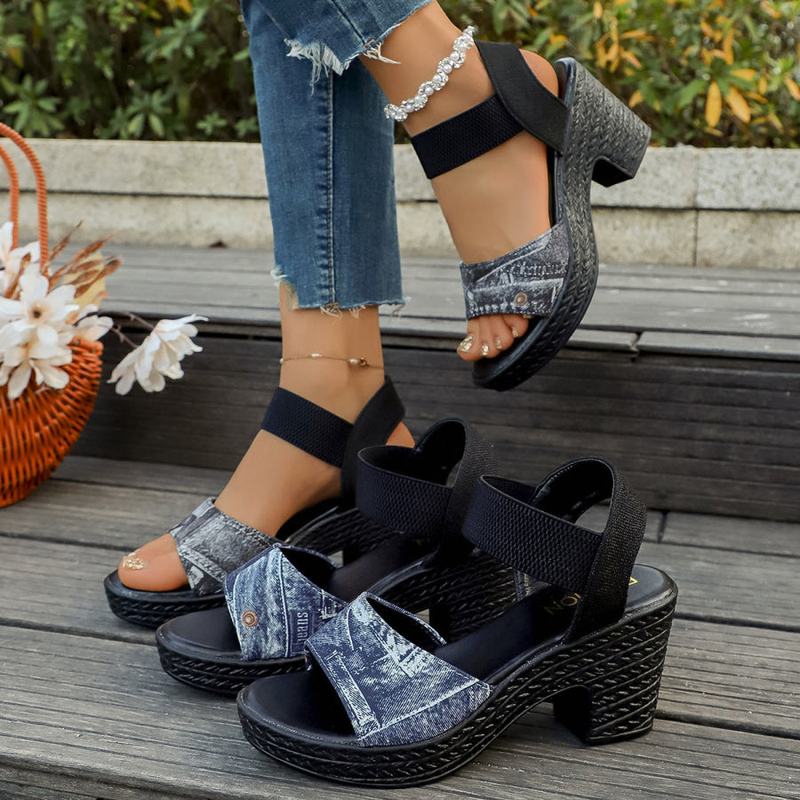 Open Toe Block Heels Sandals Apparel and Accessories