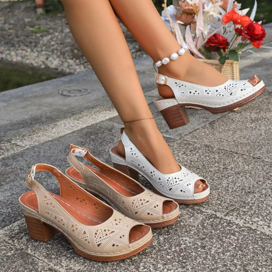Open Toe Block Heels Sandals Apparel and Accessories