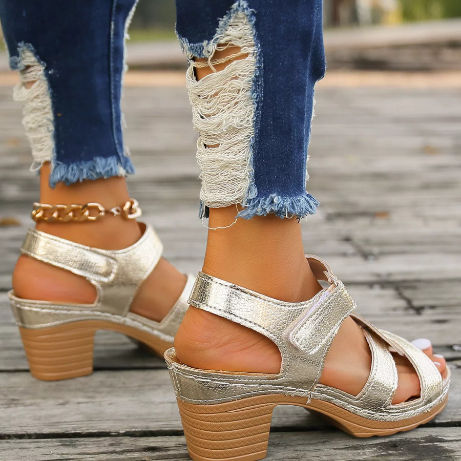 Open Toe Block Heels Sandals Apparel and Accessories