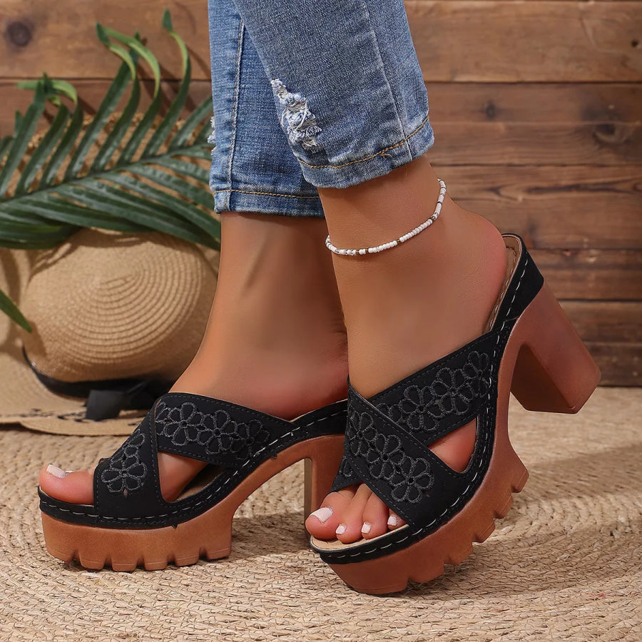 Open Toe Block Heels Sandals Apparel and Accessories