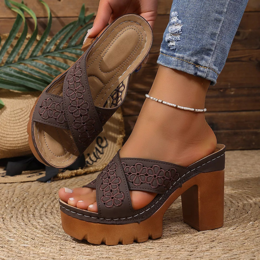 Open Toe Block Heels Sandals Apparel and Accessories