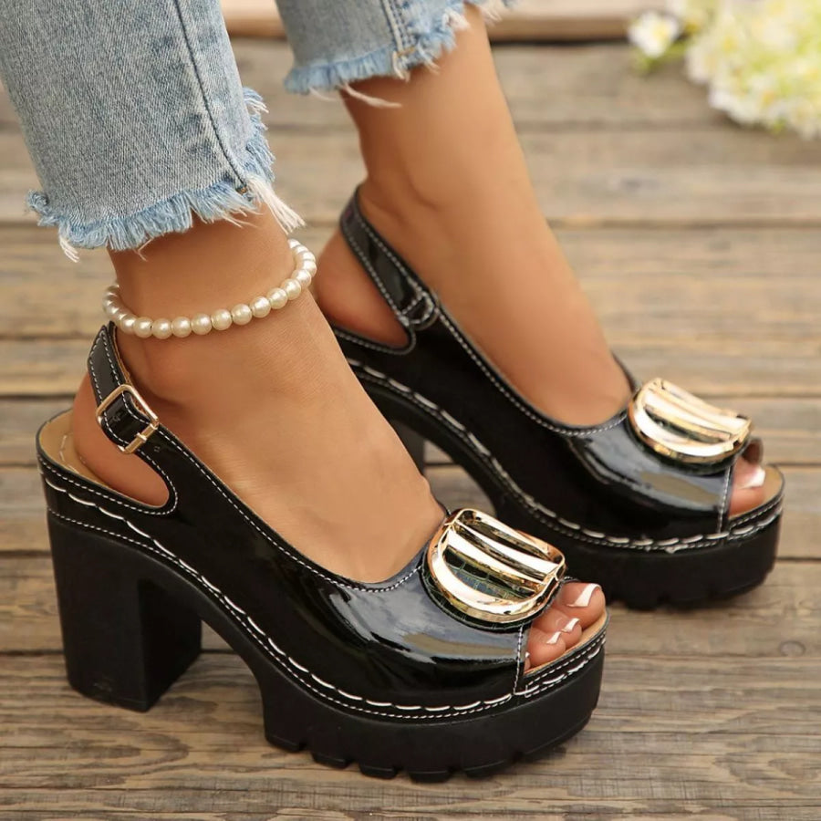 Open Toe Block Heels Sandals Apparel and Accessories