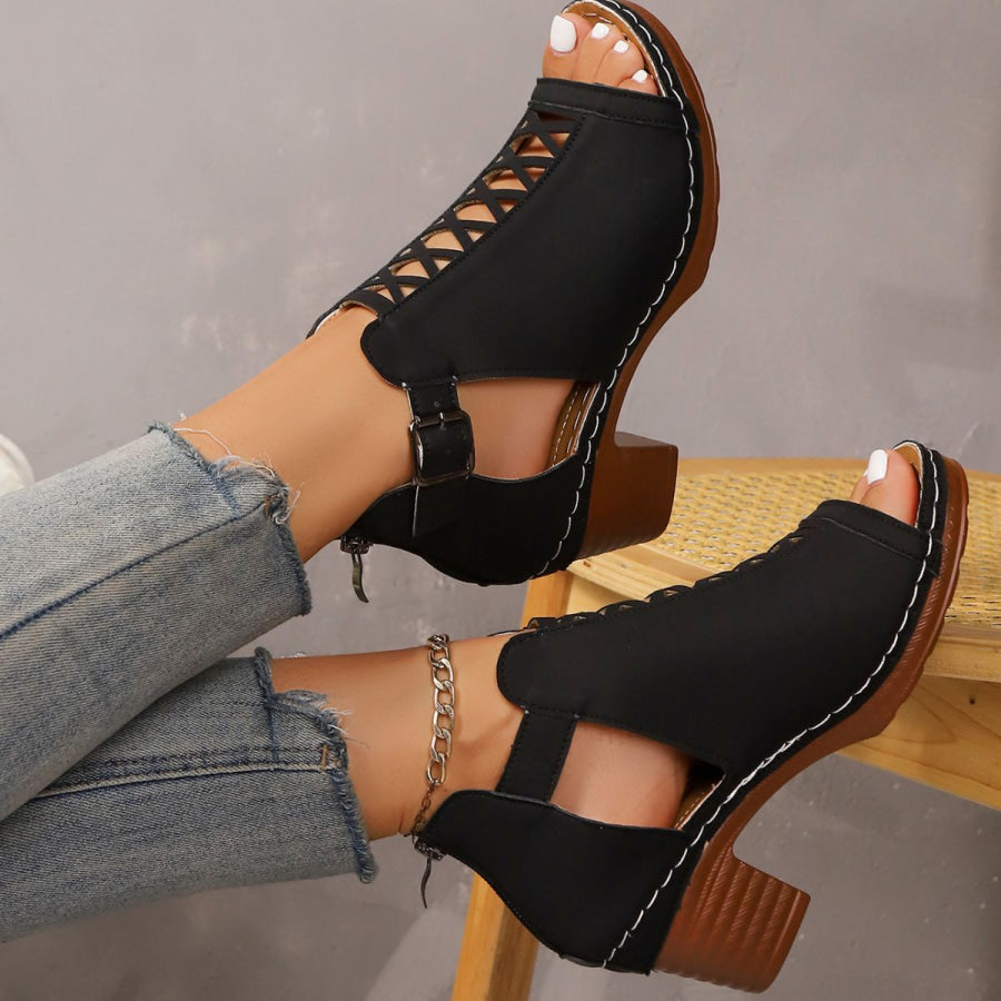Open Toe Block Heels Sandals Apparel and Accessories