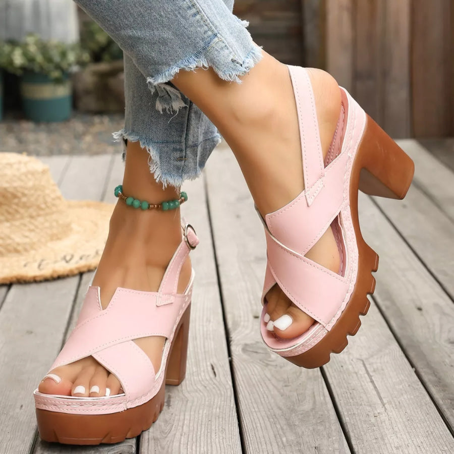 Open Toe Block Heels Sandals Apparel and Accessories