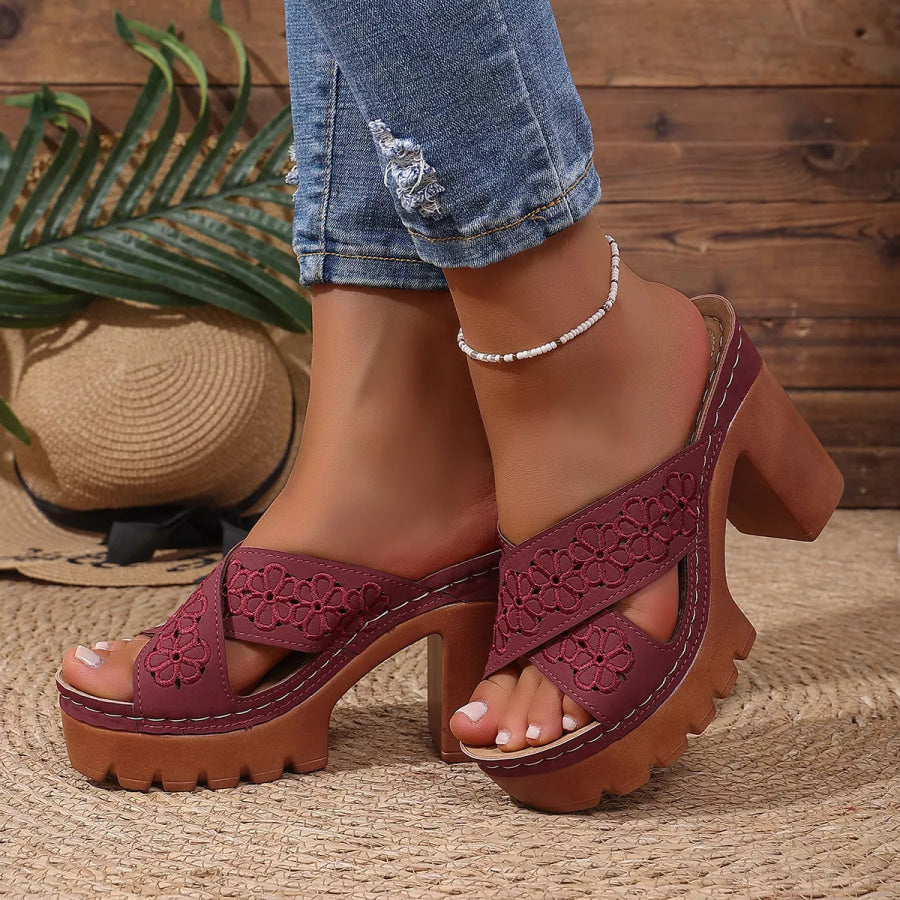 Open Toe Block Heels Sandals Apparel and Accessories