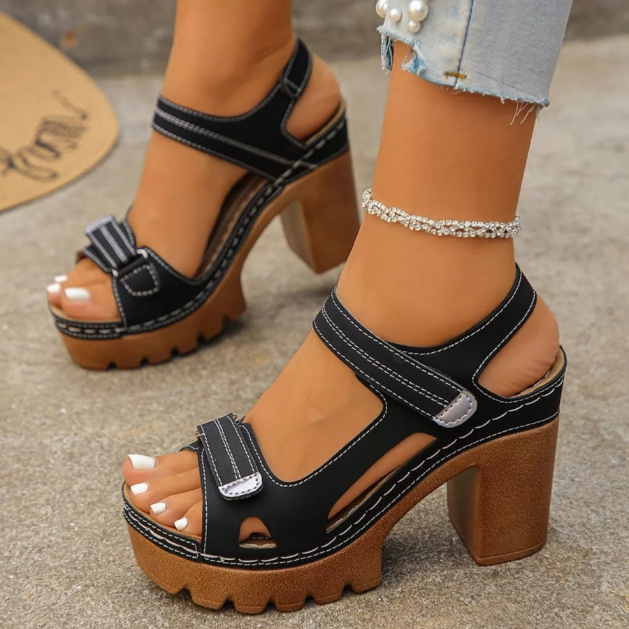 Open Toe Block Heels Sandals Apparel and Accessories