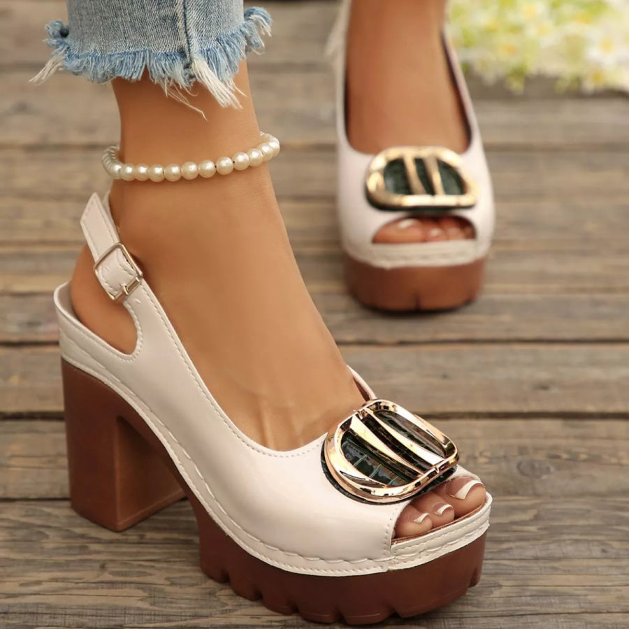 Open Toe Block Heels Sandals Apparel and Accessories