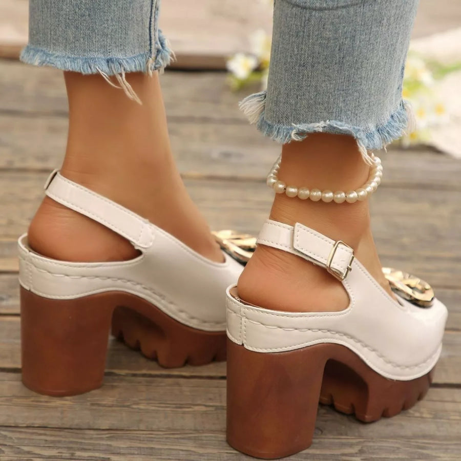 Open Toe Block Heels Sandals Apparel and Accessories