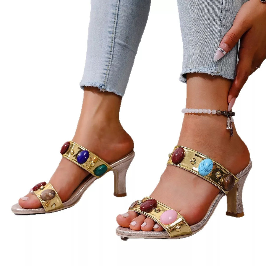 Open Toe Block Heels Sandals Apparel and Accessories