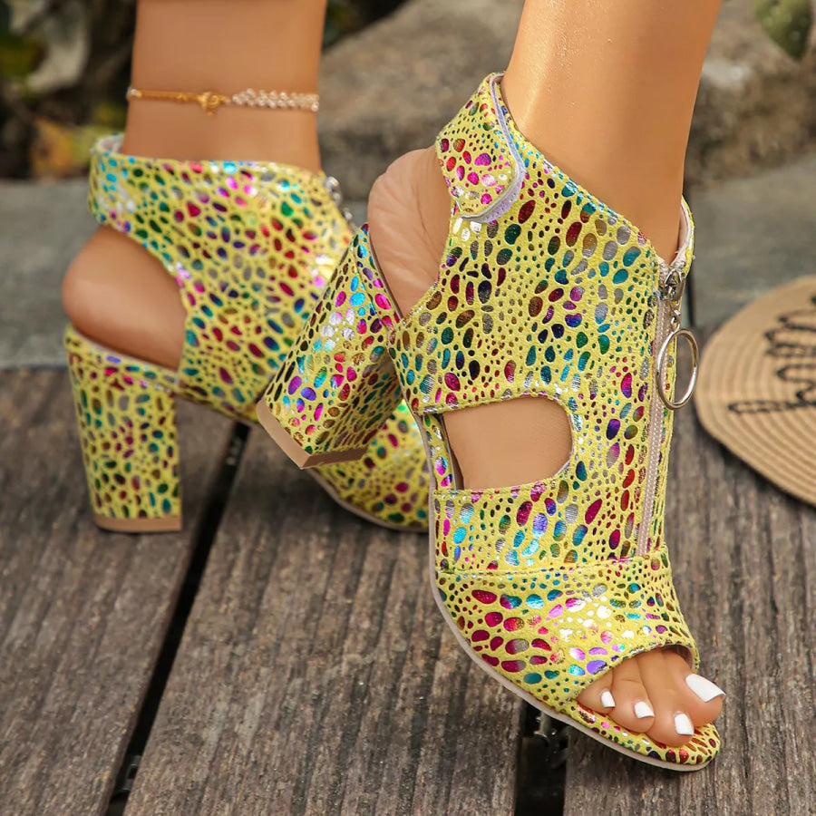 Open Toe Block Heels Sandals Apparel and Accessories