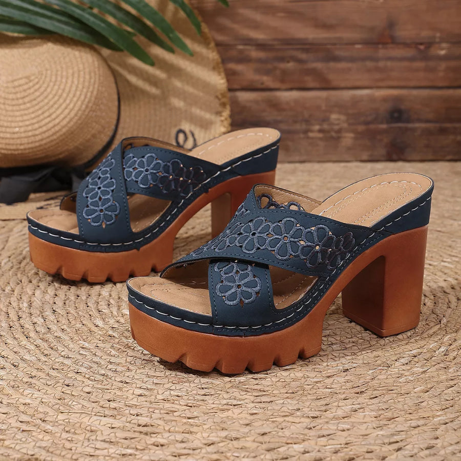 Open Toe Block Heels Sandals Apparel and Accessories