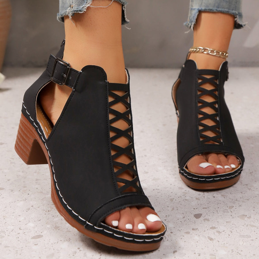 Open Toe Block Heels Sandals Apparel and Accessories