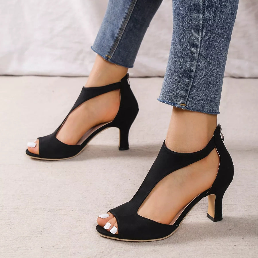 Open Toe Block Heels Sandals Black / 34 Apparel and Accessories
