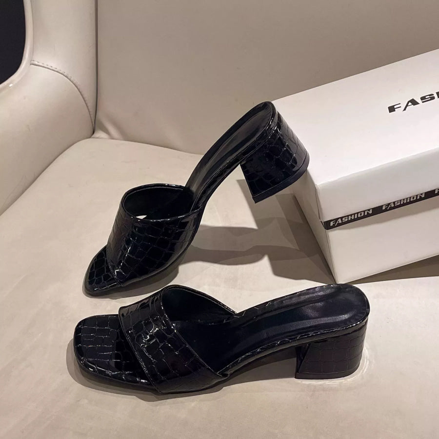 Open Toe Block Heels Sandals Black / 35 Apparel and Accessories