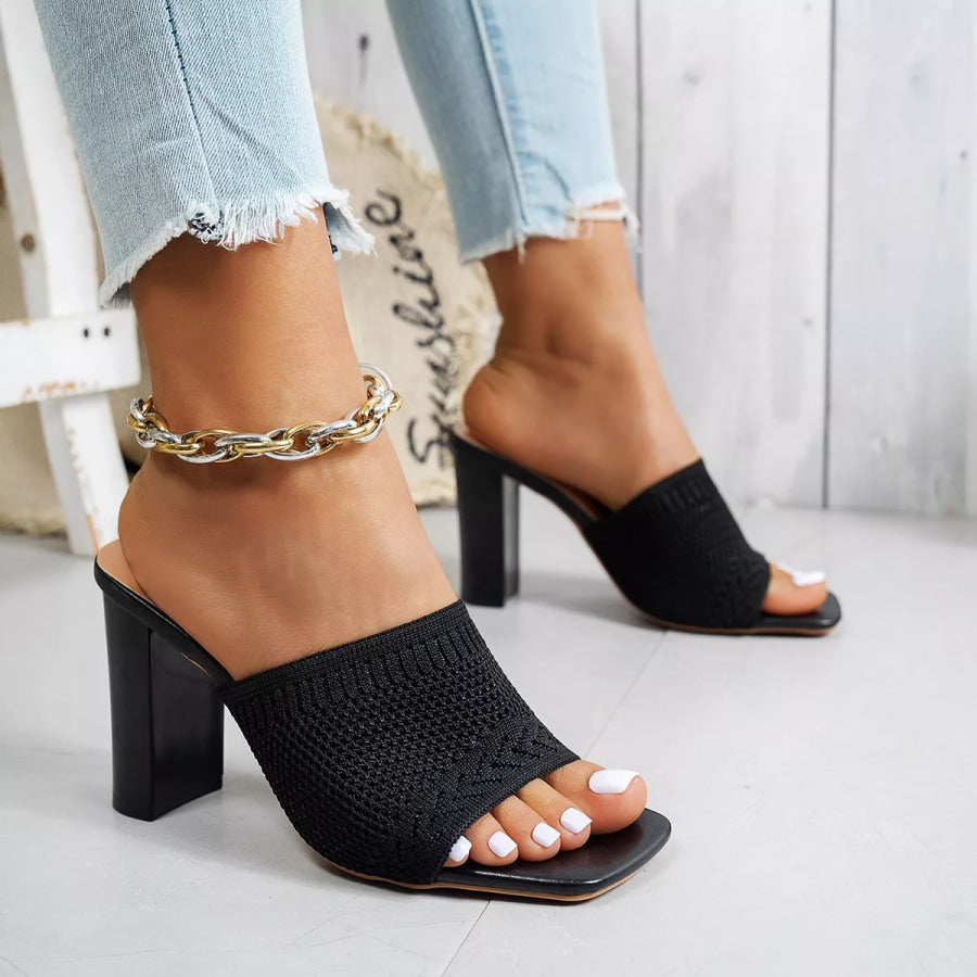 Open Toe Block Heels Sandals Black / 35 Apparel and Accessories