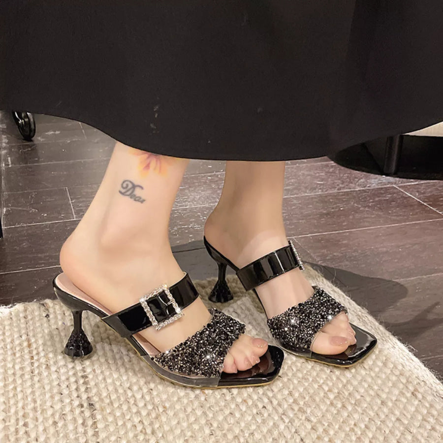 Open Toe Block Heels Sandals Black / 35 Apparel and Accessories