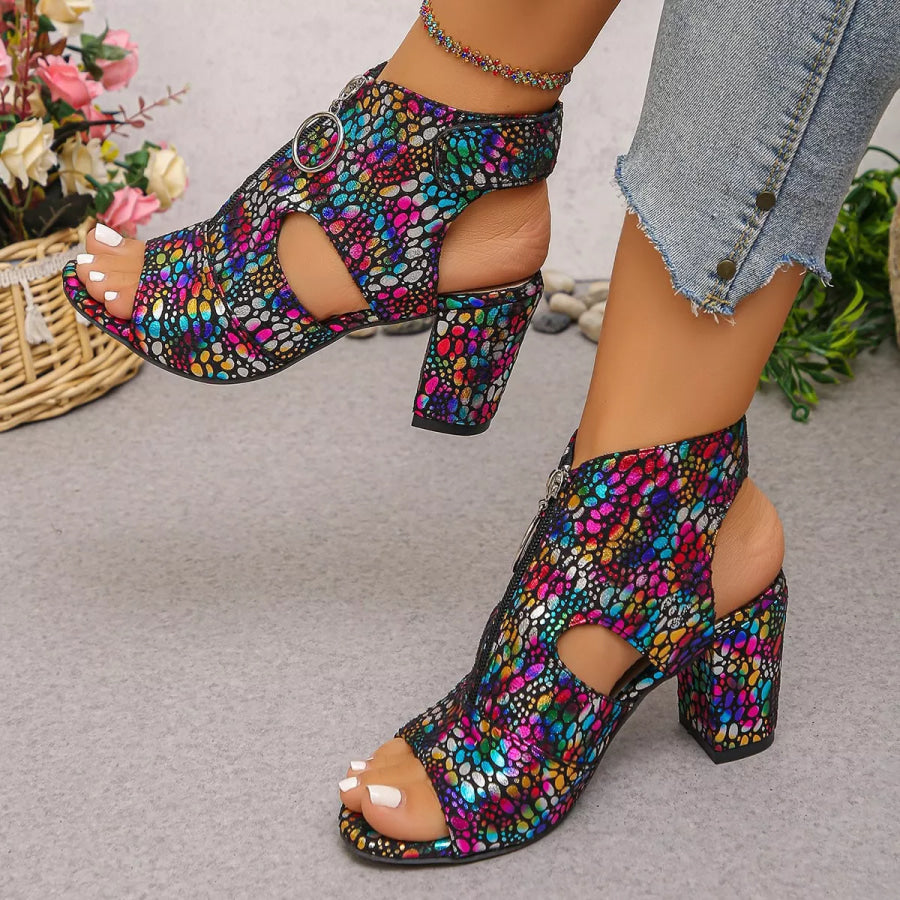 Open Toe Block Heels Sandals Black / 36 Apparel and Accessories