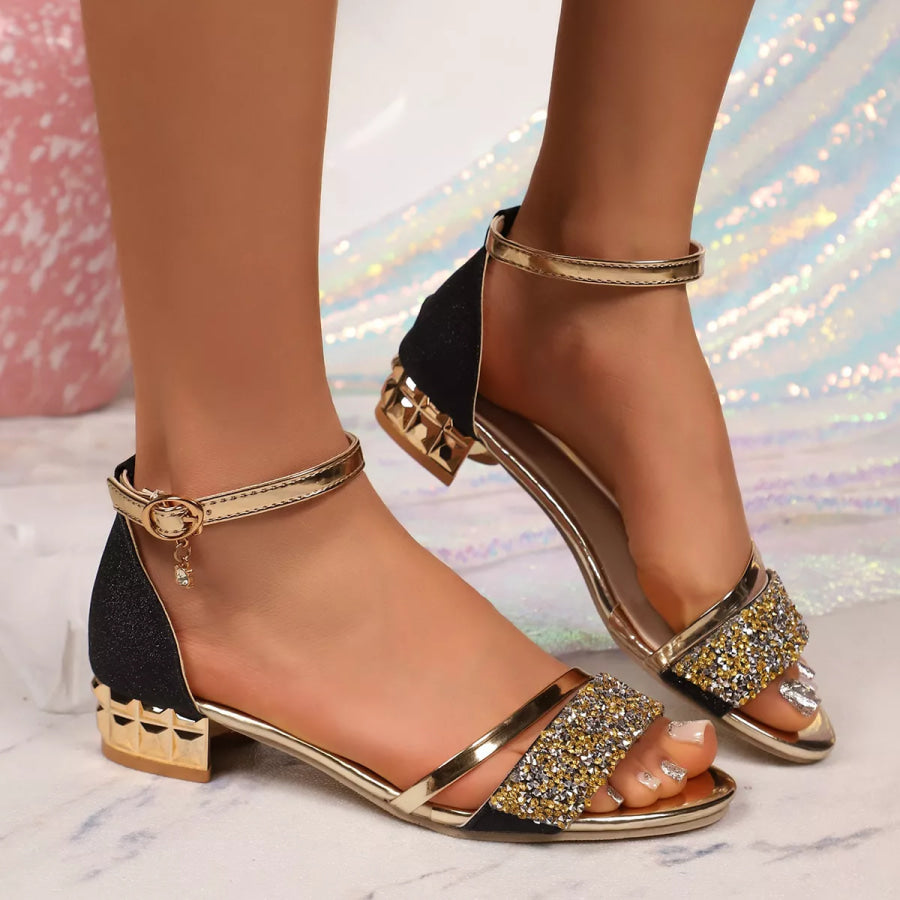 Open Toe Block Heels Sandals Black / 36 Apparel and Accessories