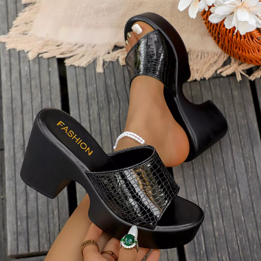 Open Toe Block Heels Sandals Black / 36 Apparel and Accessories