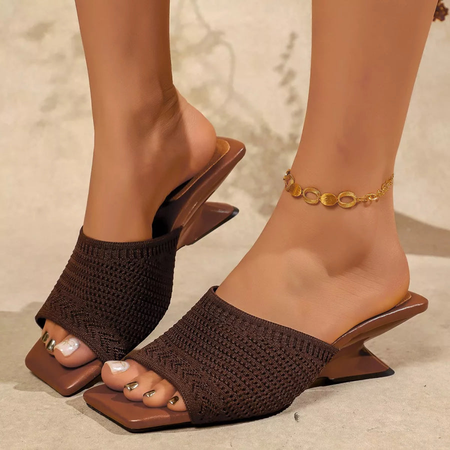 Open Toe Block Heels Sandals Brown / 35 Apparel and Accessories