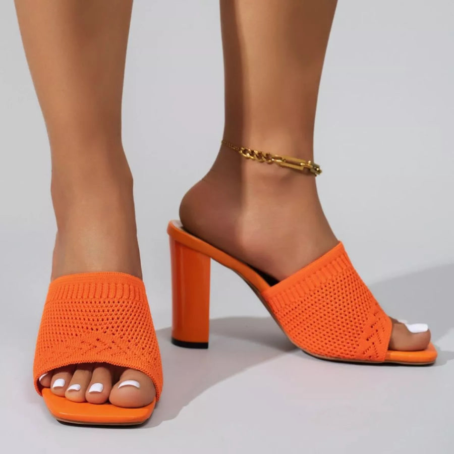 Open Toe Block Heels Sandals Orange / 35 Apparel and Accessories