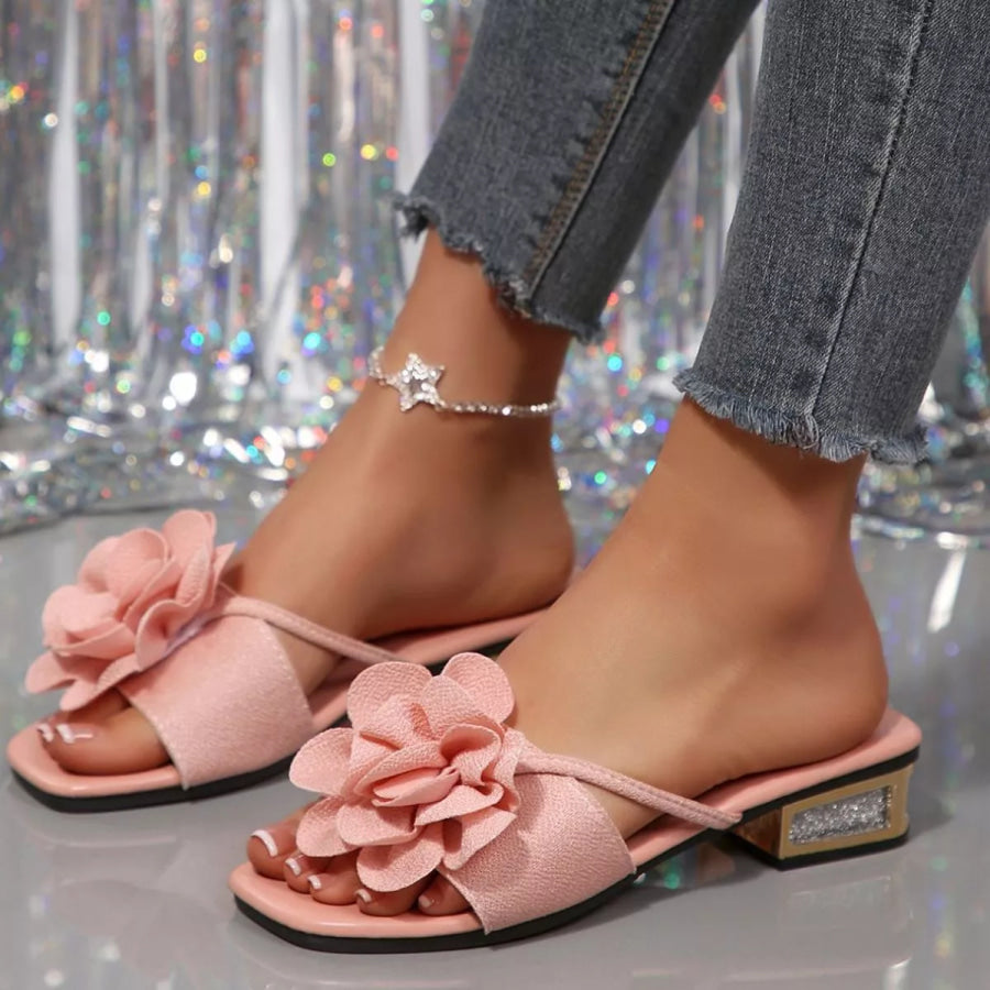 Open Toe Block Heels Sandals Pink / 36 Apparel and Accessories
