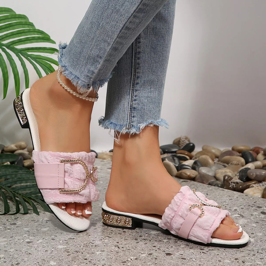 Open Toe Block Heels Sandals Pink / 36 Apparel and Accessories