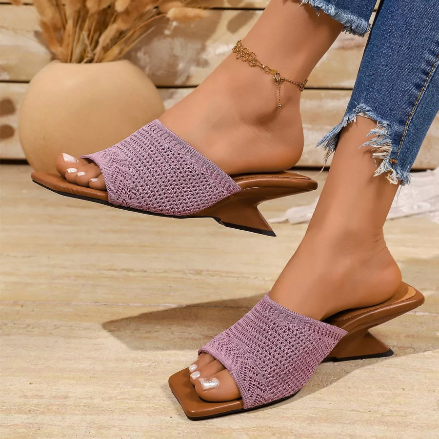Open Toe Block Heels Sandals Purple / 35 Apparel and Accessories