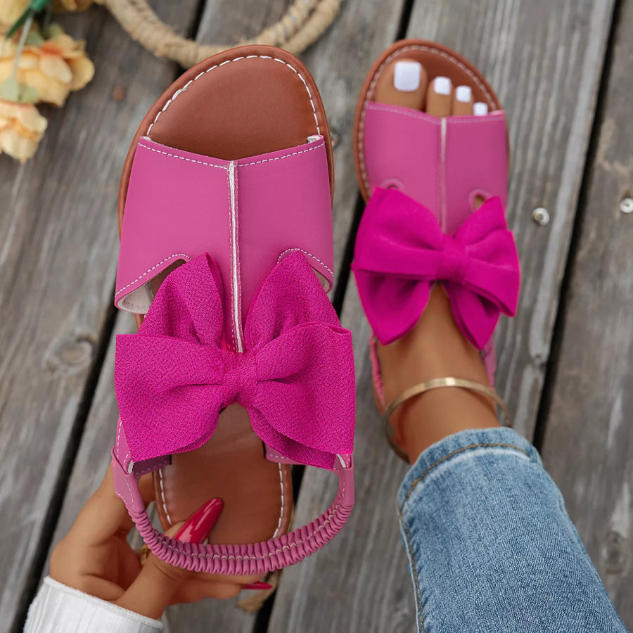 Open Toe Bow Sandals Rose Red / 36 Apparel and Accessories