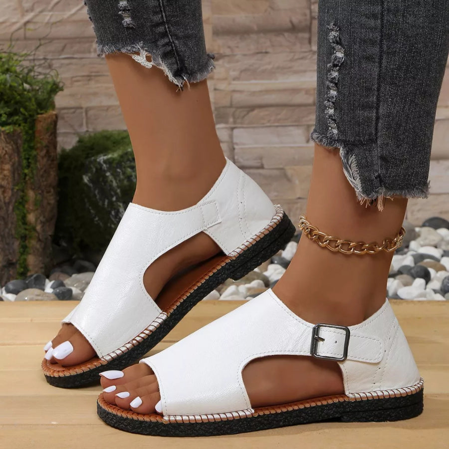 Open Toe Buckle Sandals Gray/white / 36 Apparel and Accessories