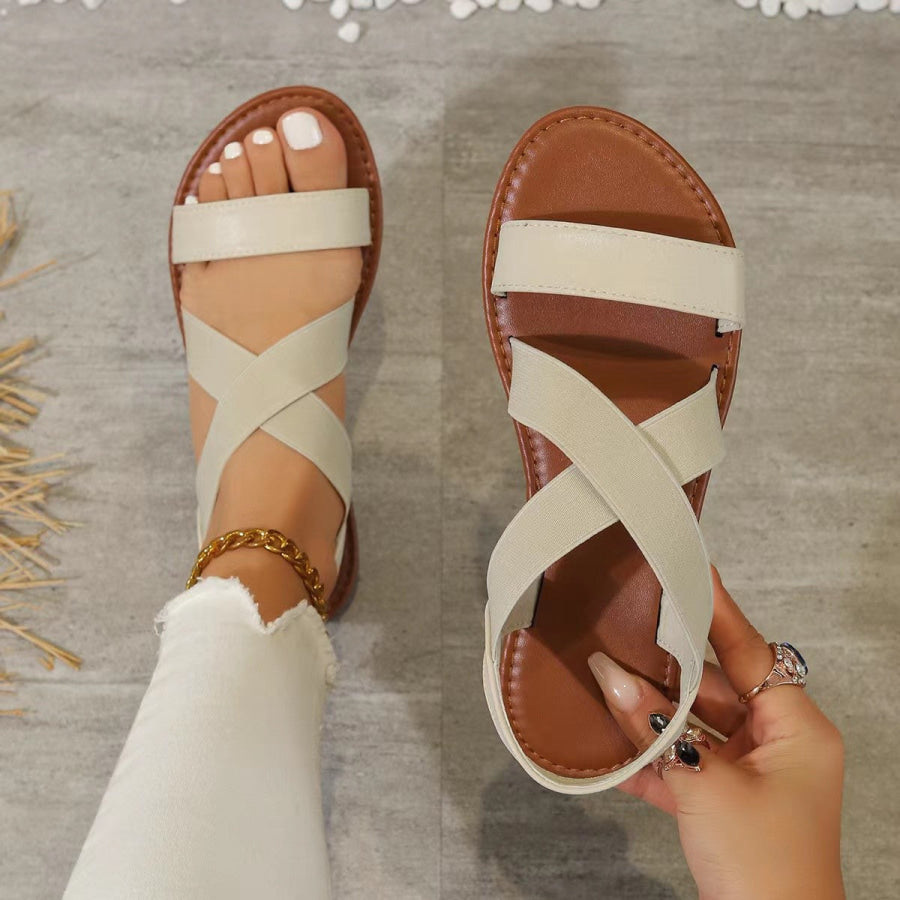 Open Toe Crisscross Sandals Creamy-white / 36 Apparel and Accessories