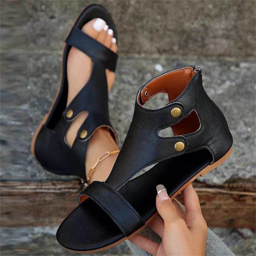 Open Toe Cutout Sandals Apparel and Accessories
