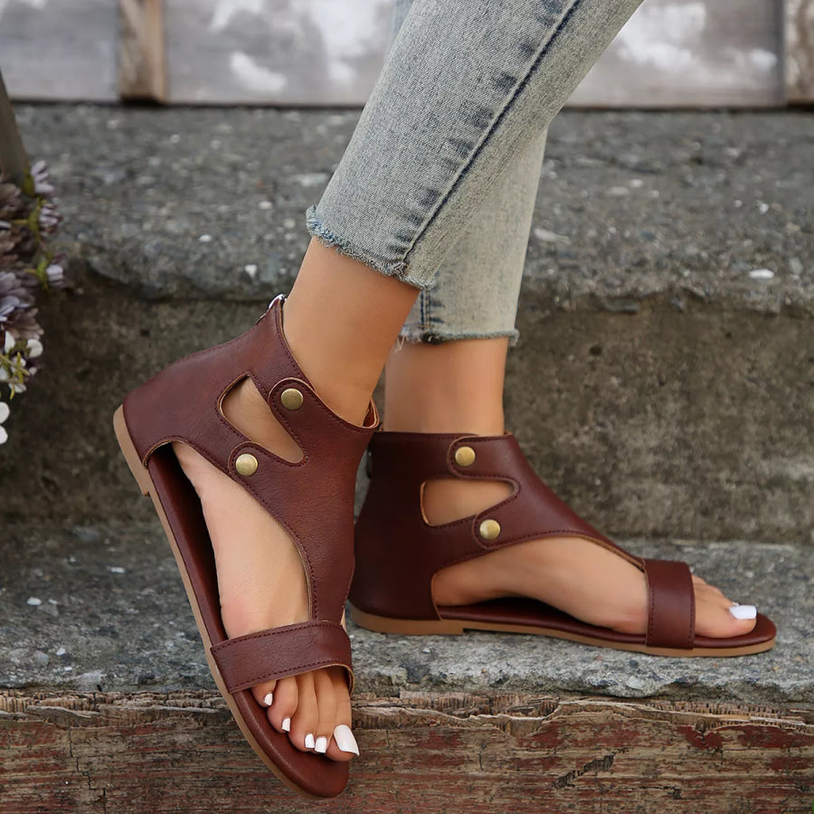 Open Toe Cutout Sandals Apparel and Accessories
