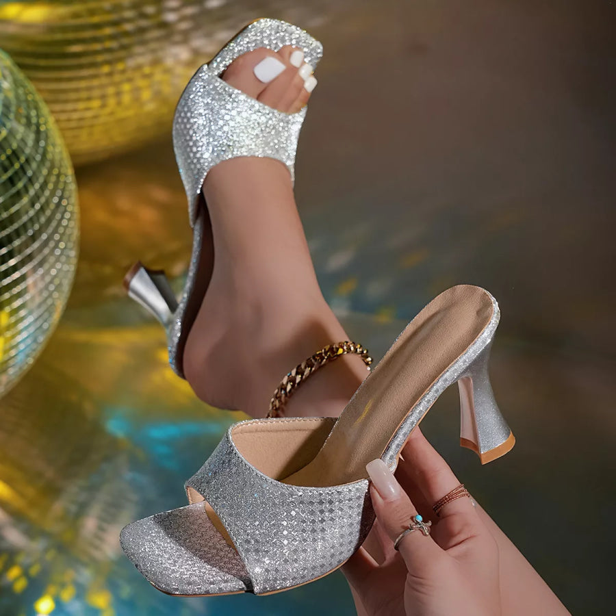 Open Toe Flare Heel Sandals Apparel and Accessories