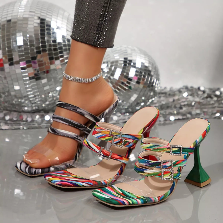 Open Toe Flare Heels Sandals Apparel and Accessories