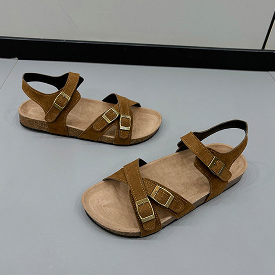 Open Toe Flat Buckle Sandals Apparel and Accessories