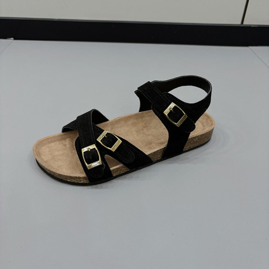 Open Toe Flat Buckle Sandals Apparel and Accessories