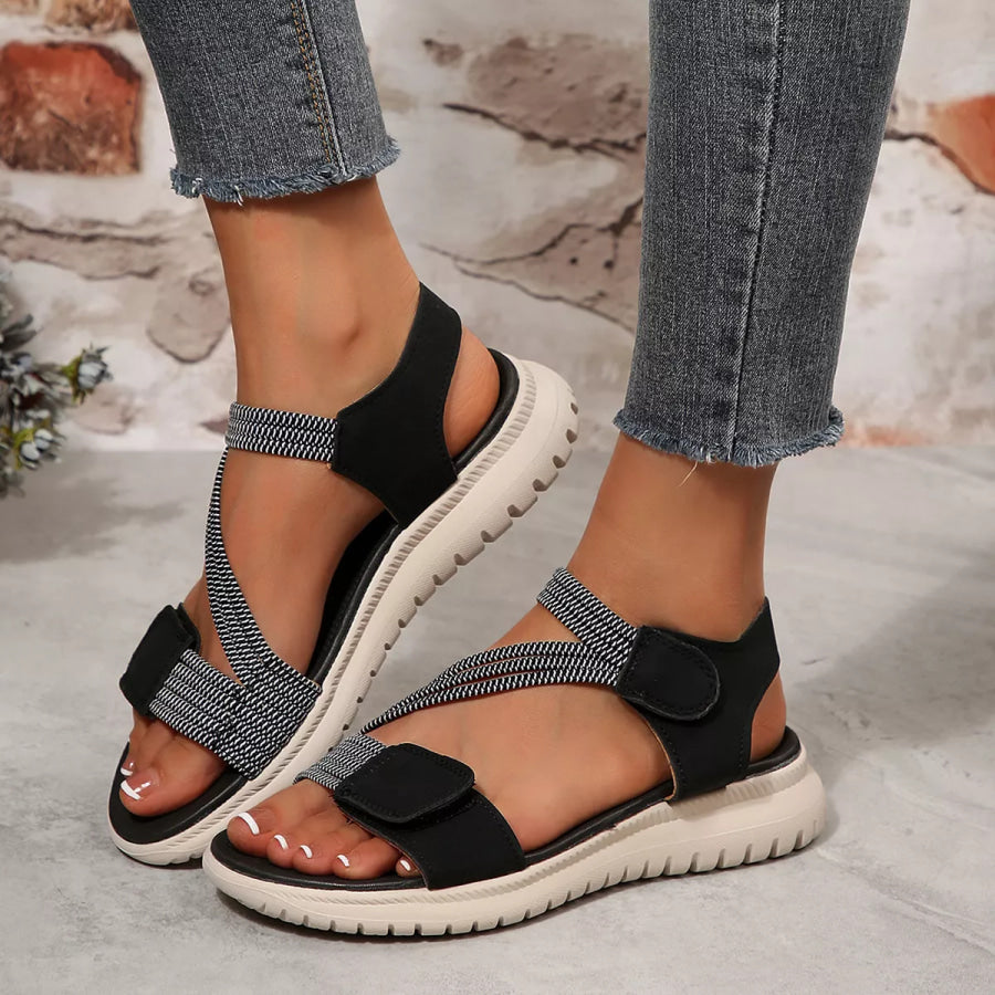 Open Toe Flats Sandals Black / 36 Apparel and Accessories